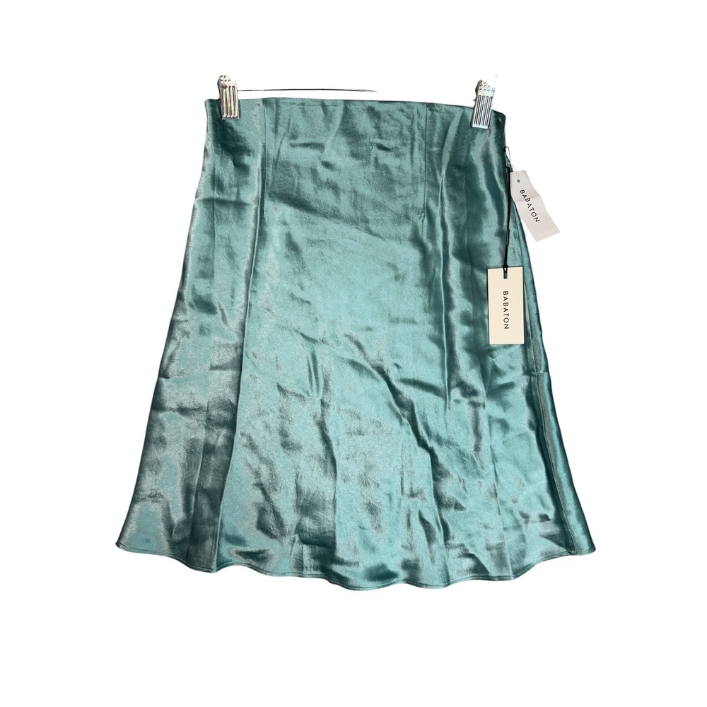 Aritzia Babaton Mini Slip Skirt Yucca Green Satin A-Line 74613 Size 00 NWT